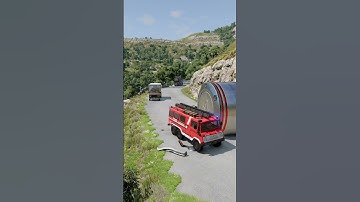 Cars & Capsule Bus vs Giant Pit Bollards Crash - BeamNG.drive
