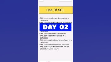 20 Days SQL Challenge - Day 2| Uses Of  SQL #sql #mysql #sqlinterview #sqlinterviewquestions
