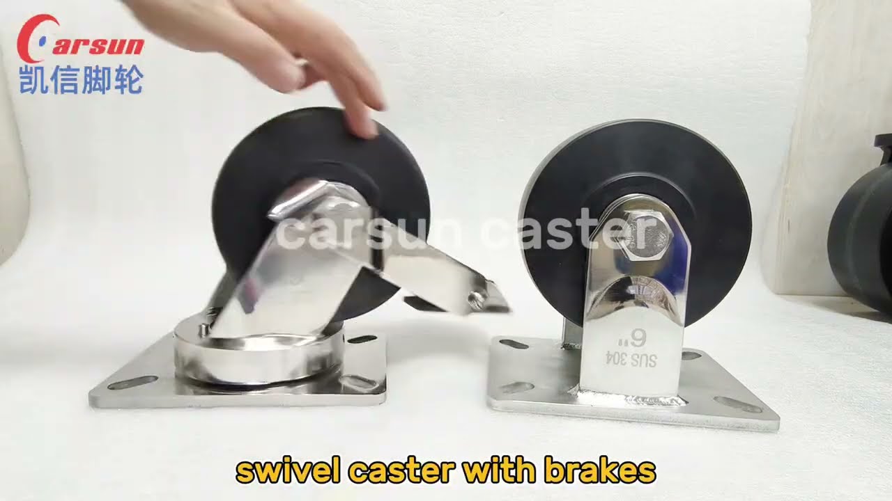 Ultra Heavy Duty Stainless Steel Casters 6inch Cast Nylon Wheels Swivel Caster withTread Brakes