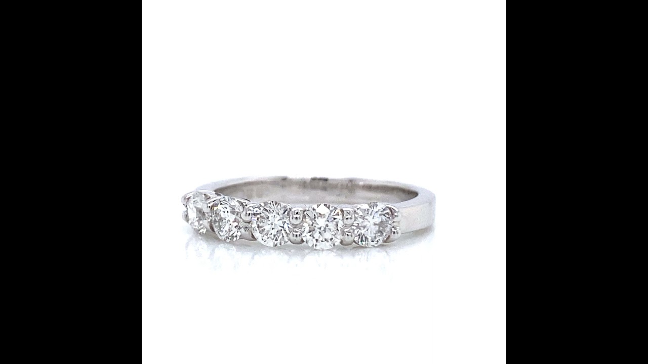 "DBAND01952" 5 Stone Ladies Diamond Wedding Band in 18K White Gold