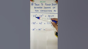 Difference between square of two consecutive numbers #shorts #maths #trending