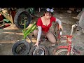 Genius girl manufacturing student bicycles into automatic motorized bicycles  girl mechanic ep 2