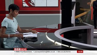 BBC News at Six Blooper - Unintended camera zoom? (22 August 2022)