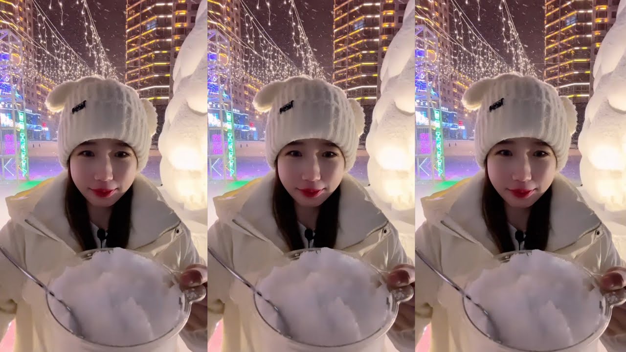 Qian's🍚outside♦️white ice eating full video 📸