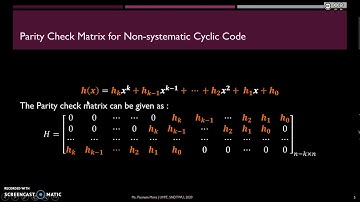 Generator and Parity Check Matrices for Cyclic code (Non Systematic)