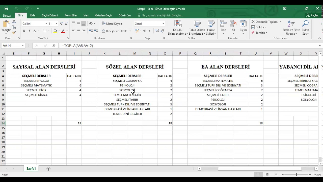 11  SINIF SEÇMELİ DERSLER