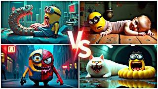 MINION WORM 🆚️ BABY & MINION WORM 🆚️ SPIDERMINION 🆚️ KITTEN WORM|Tiles hop