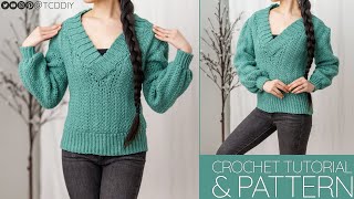 How to Crochet: V Neck Sweater | Pattern & Tutorial DIY