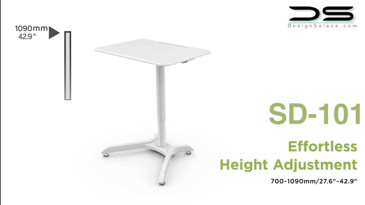 Design Solace Ergonomic Mobile Standing Desk - SD-101 Height Adjustable Office Desk