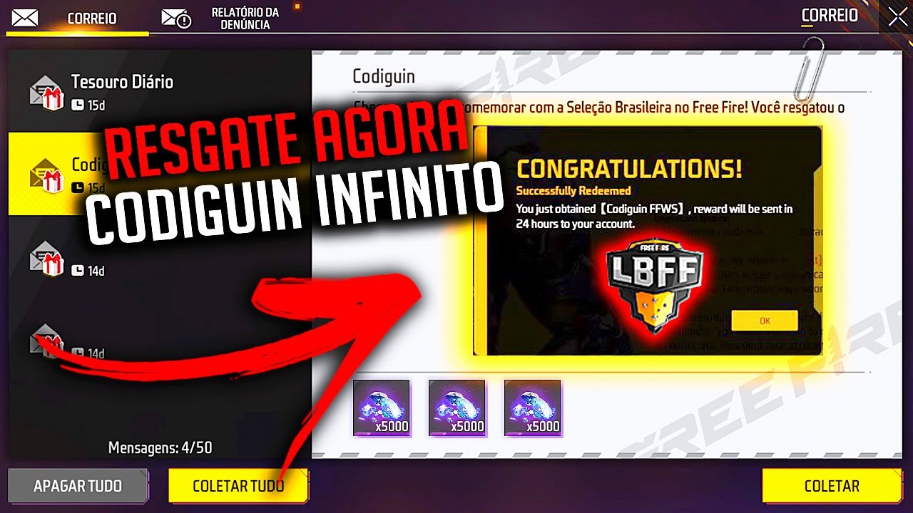 CODIGUIN FF infinito da LBFF 8 tem prazo estendido até 20 de