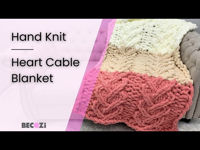 HAND KNIT A HEART PATTERN BLANKET/INTERMEDIATE LEVEL - YouTube