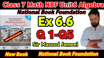 Class 7 Math NBF Ex 6.6 Q1-5|| Math Grade 7 New Book Ex 6.6 || National Book Foundation|| Algebra||