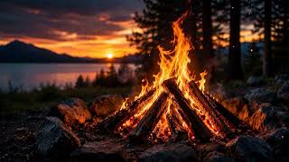🔥 Sunset Campfire Ambience | Relaxing Fire Sounds for Sleep, Study & Stress Relief (4K) 🌅