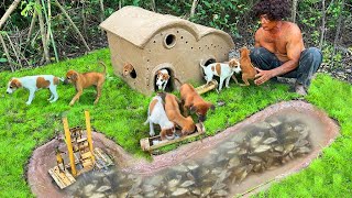 Dog Rescue Building Dog house and fish pond in real life