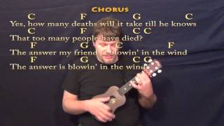 Blowin' In The Wind - Ukulele Cover Lesson in C with Chords/Lyrics chords