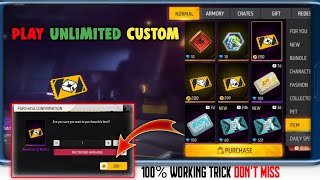 FREE FIRE UNLIMITED CUSTOM TRICK | FREE FIRE FREE CUSTOM KAISE KHALE | CUSTOM IN GOLD TRICK 2023