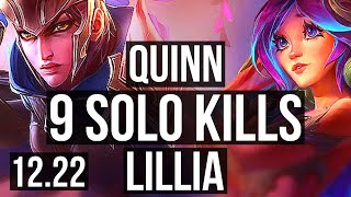 QUINN vs LILLIA (JNG) | 9 solo kills, 20/2/7, 1.9M mastery, Legendary | EUW Diamond | 12.22