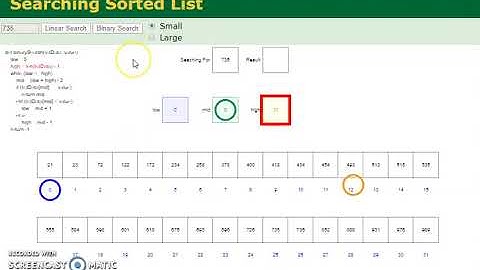Searching Sorted List  linear search and binary search