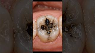 Deep Black Cavity Filled Like New 🦷 | Satisfying Dental Restoration #shorts