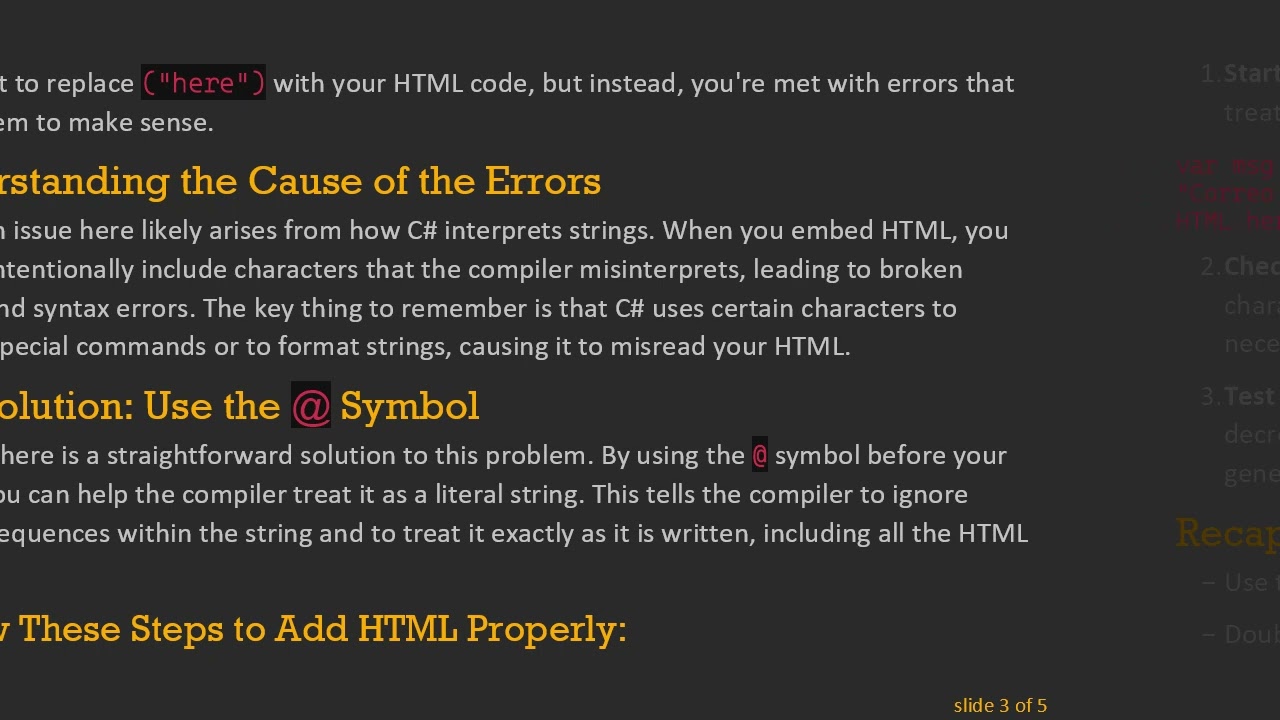 Solving HTML Embedding Issues in Your C#  Class: The Right Way to Paste HTML in an ASP.NET MVC App