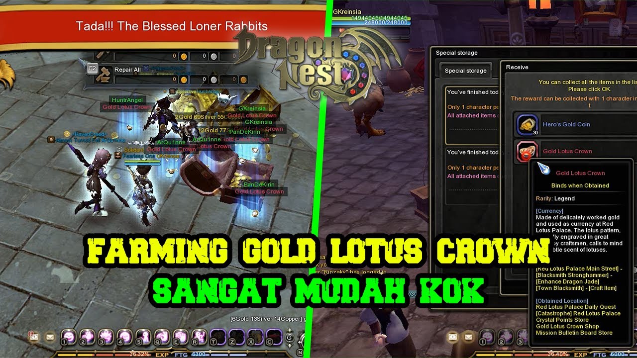 Cara Farming Gold Lotus Crown - Dragon Nest SEA
