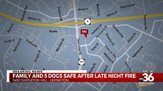 A family of three and their five dogs escape from fire