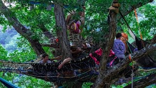 Moonshine tree net tour (part 2); over 30 miles of rope in one HUGE tree... ultimate climbers' fort!