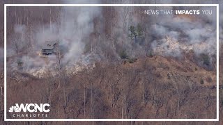 Wildfire burning in the North Carolina mountains