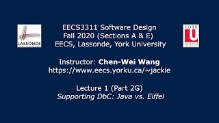 [HD] EECS3311 F20 Lecture 1 Part 2G - DbC ‒ Java vs. Eiffel