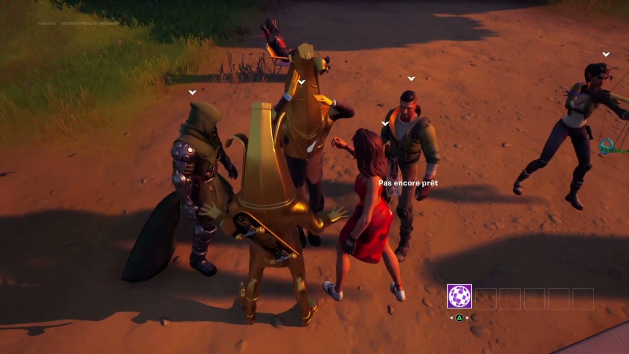 Emote Battle as Full Gold Peely (Party Royale)