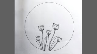 Easy & Beautiful Lotus Drawing | How To Draw A Lotus Flower | Pencil Drawing 🌷Step By Step🌷In Circle