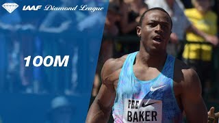 Ronnie Baker with a 9.86 victory to win the Men's 100m - IAAF Diamond League Eugene 2017