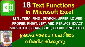 Text Functions in Excel in Malayalam
