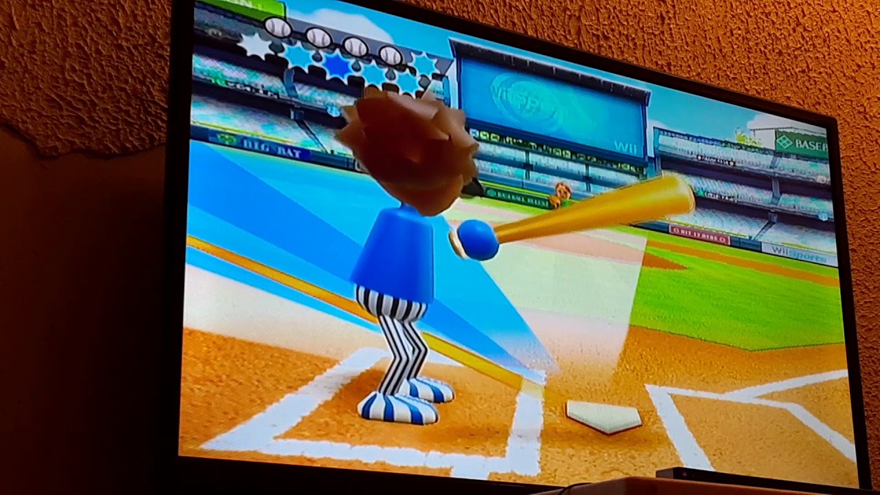 Doing Wii Sports Baseball Training games with a baseball bat YouTube