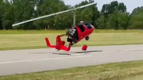 Gyrocopter flight behind the power curve