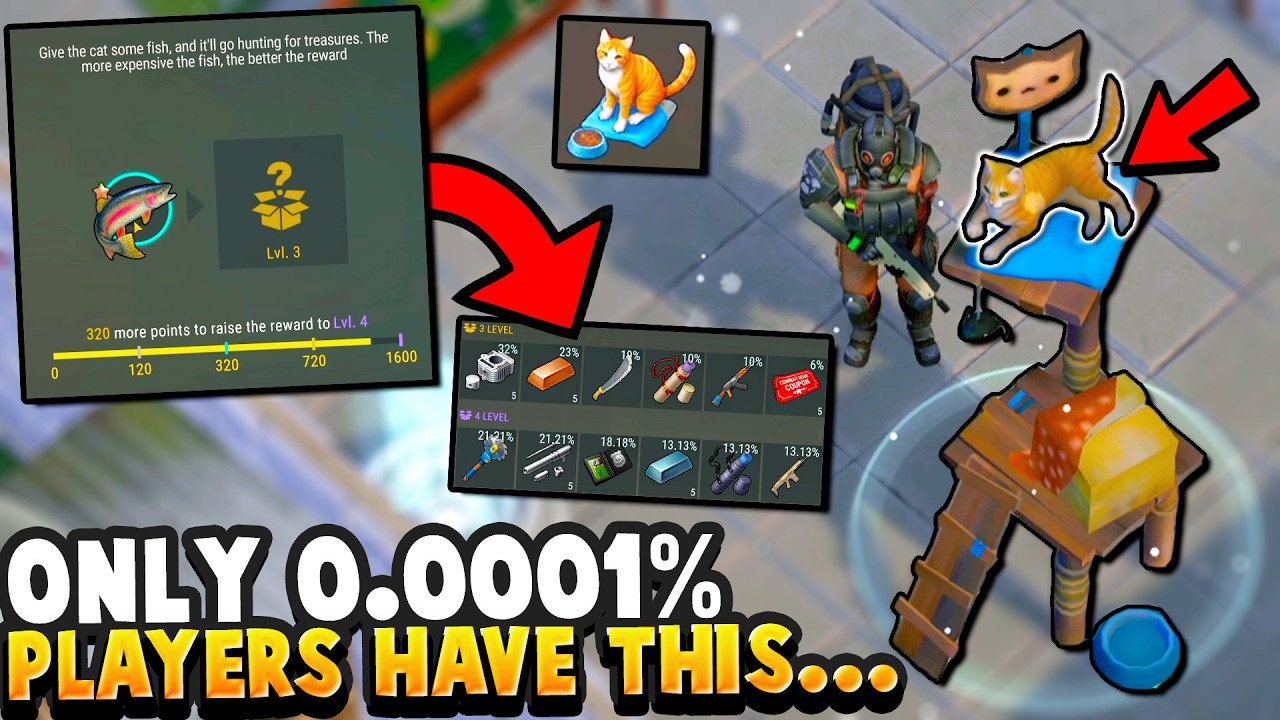only 0.0001% of players have this unlocked (Trading Fish for Guns w/ Cat Tree in Last Day on Earth)