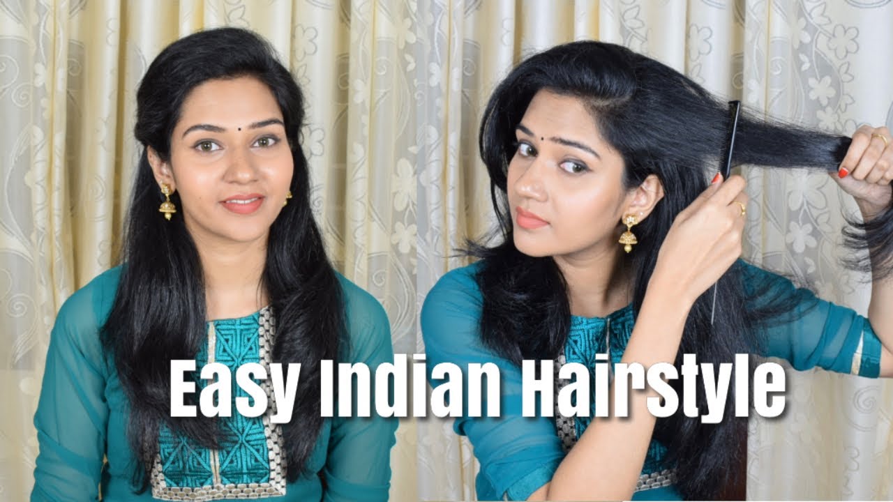 HAIRSTYLE for College Party| Simple Easy 2 min hairstyle for Saree & Kurti|  Cute Hairstyle for girls - YouTube