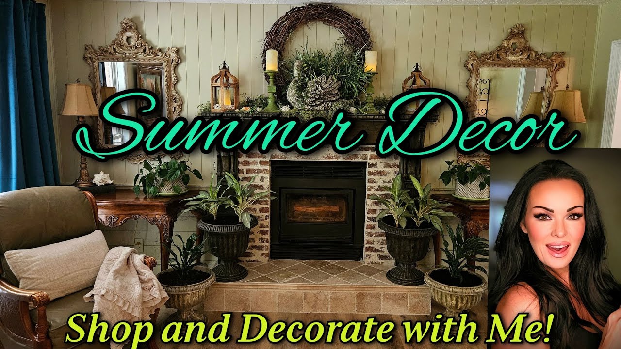 Summer Decor- Shop and Decorate With Me For Summer! Seashells, House Plants, Velvet Curtains & More!