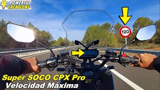 🛵Super Soco CPX Pro - Prueba de Velocidad Máxima en Autopista ONBOARD - VMOTO - Movilidad Eléctrica