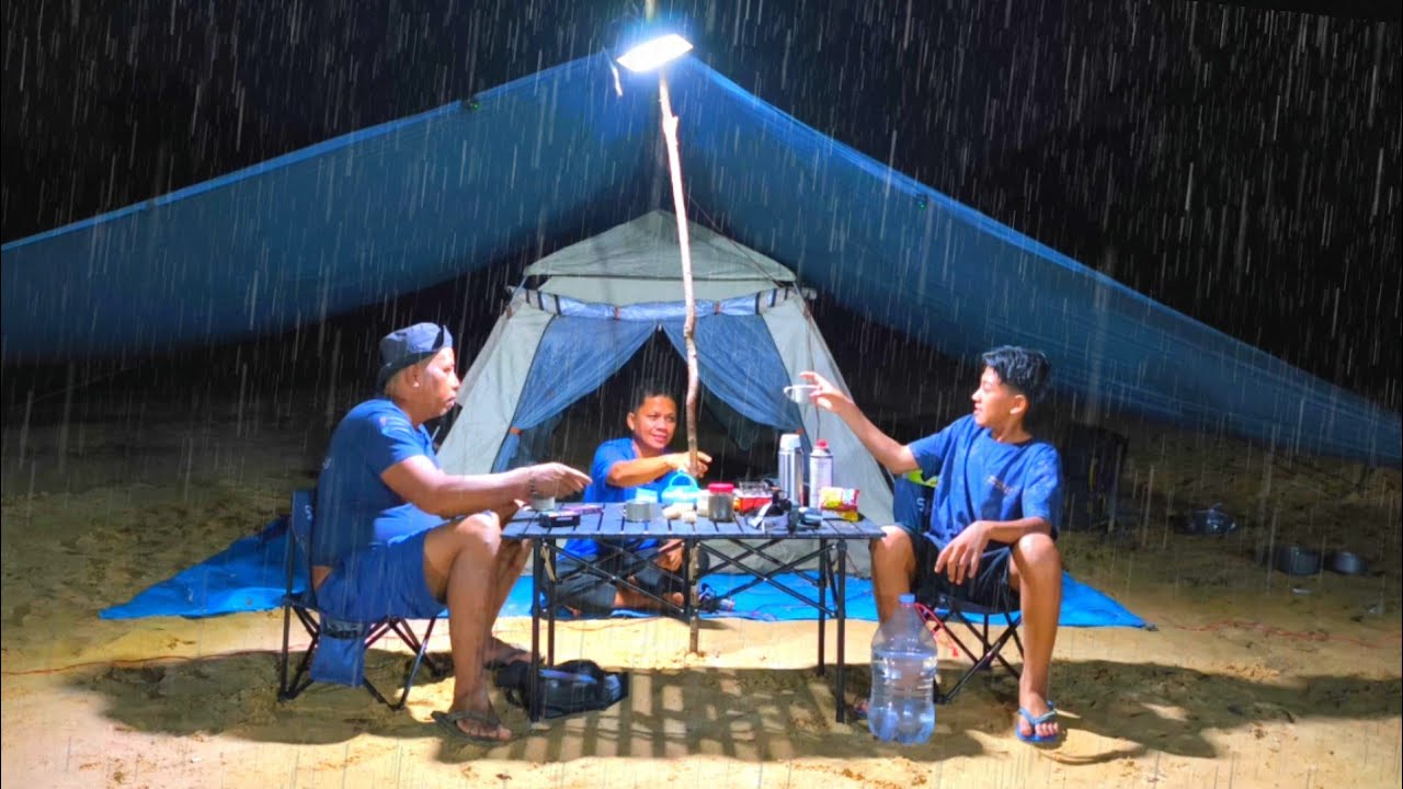 Bermalam dipinggir danau, fishing & camping, relaxing rain sound, Uda ijul, Wahid dan kepala suku