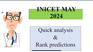 INICET MAY 2024 - Quick analysis & Rank predictions !