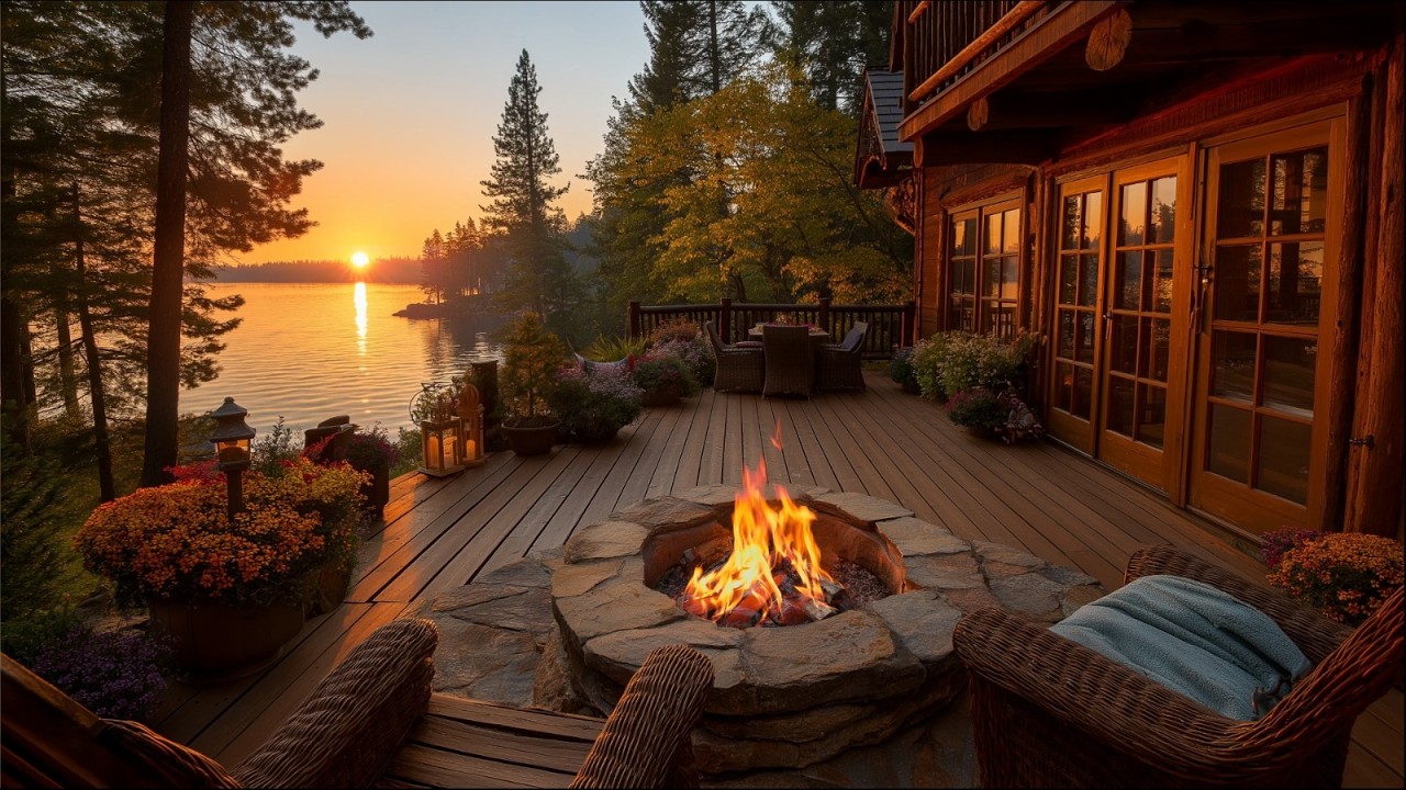 Cozy Spring Evening by the Lake 🔥 | Relaxing Campfire & Peaceful Nature Sounds