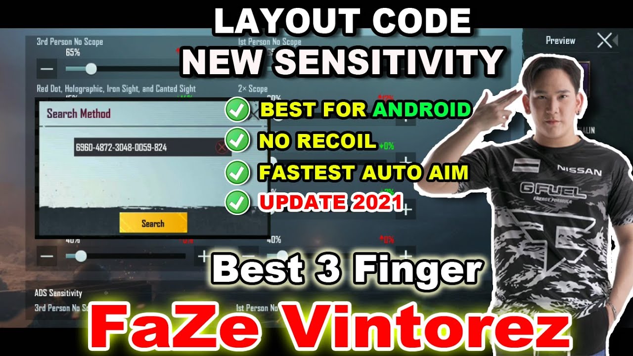 [NEW] FaZe Vintorez Layout Code & New Sensitivity 2021 || Best 3 Finger ...