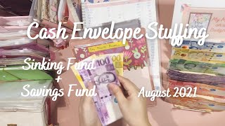 Cash Envelope Stuffing | Sinking Funds + Savings Fund | August 2021