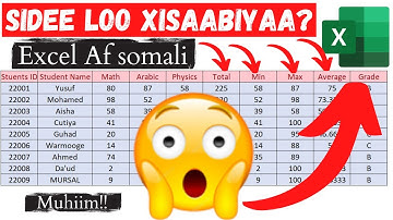 Sidee Lagu Helaa ? | Average, Total, Min, Max and Grade | Excel Af Soomaali