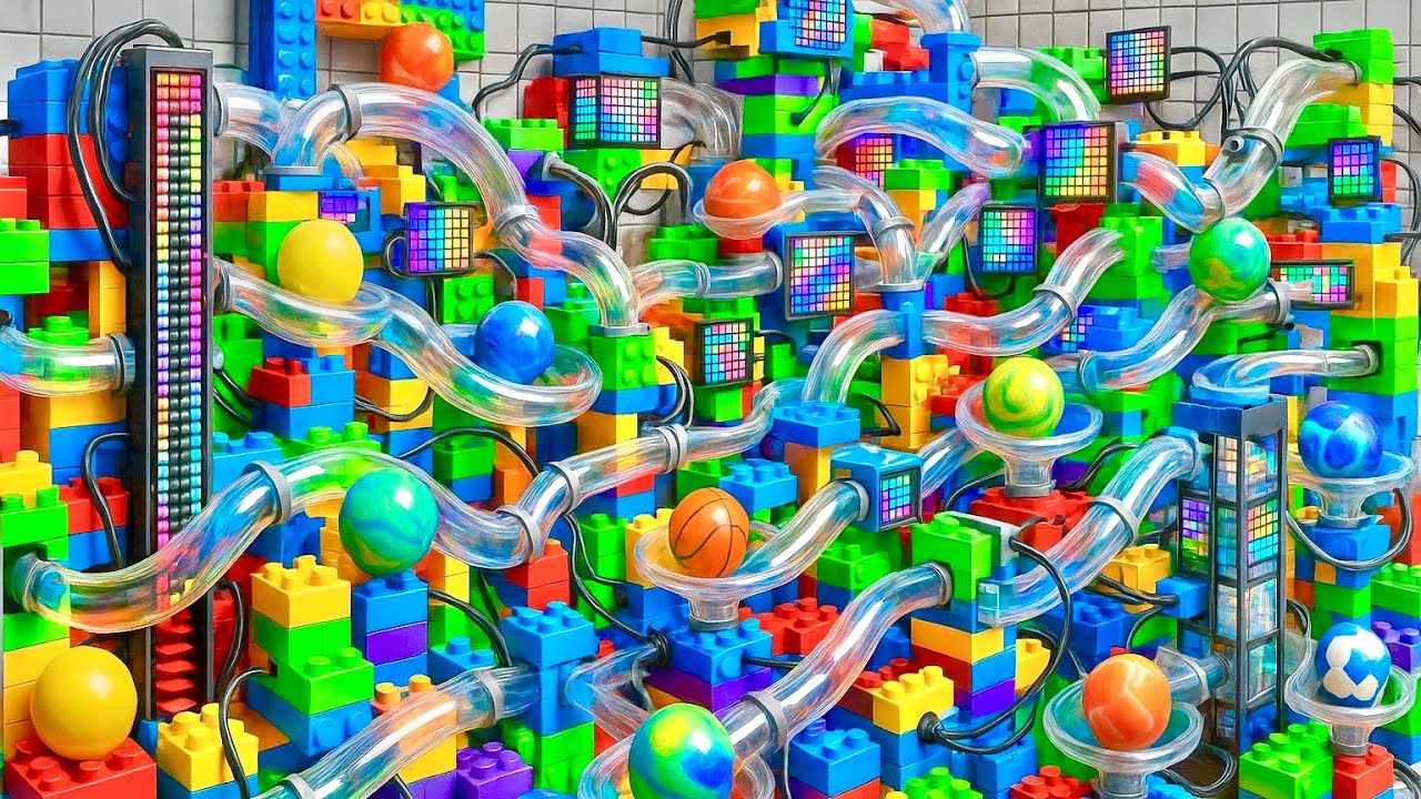 Marble Run Race ASMR Rollercoaster ADHD Escape Into Relaxing Loops Blocks and Soothing Flow