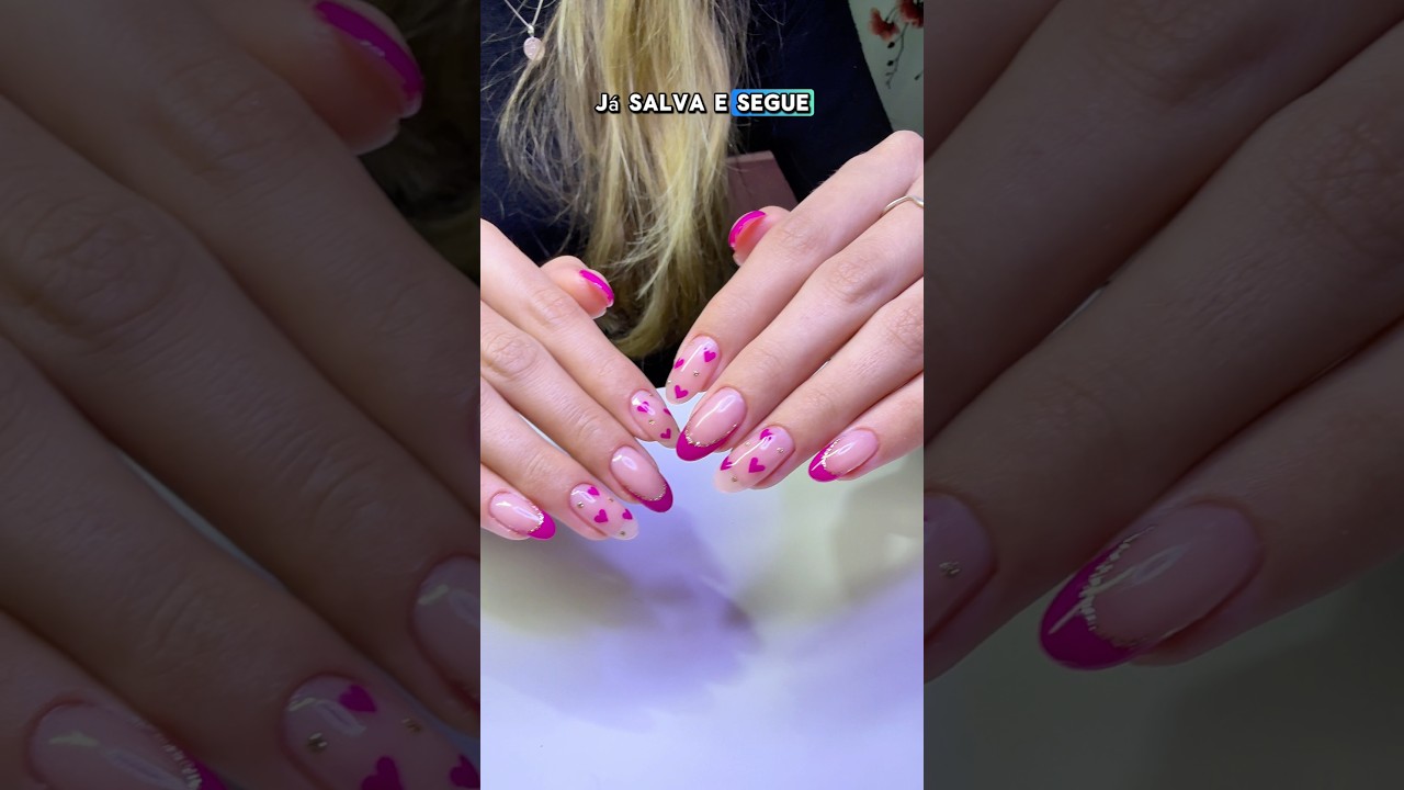Manutenção com decoração rosa #unhas #unhasdecoradasamao #nails