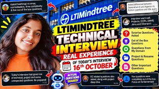 LTIMindtree Technical Interview Experience 🔥 | 16th October Real Questions & Candidate Experiences