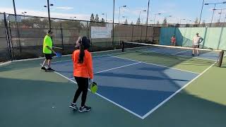 Linda Shobe (orange), Paul Wankle (yellow) - Pickleball