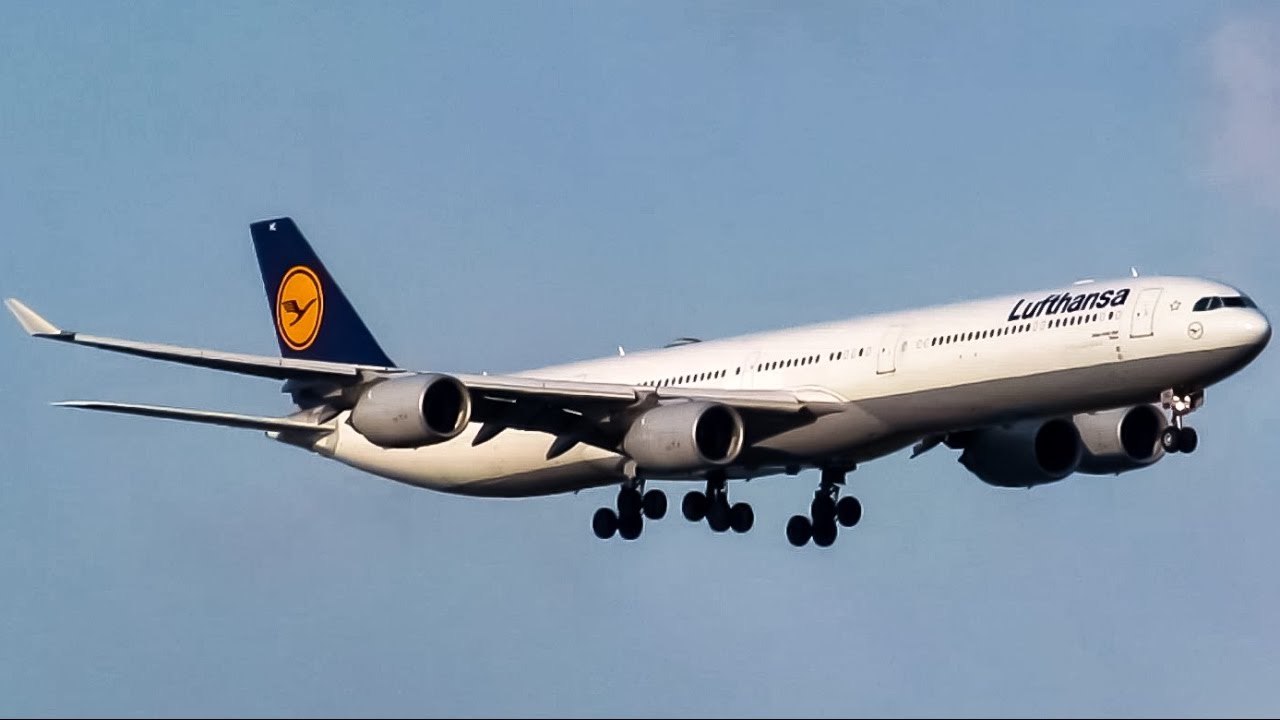 Lufthansa A340-600 (A346) landing in Boston (BOS/KBOS) - YouTube
